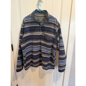 Southern Grit Men’s XL Striped Fleece Pullover Snap Neck Blue Grey NWOT